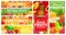 Natural tropical fruits market vector banners