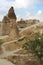 Natural valley with volcanic tuff stone rocks in Pasabag in Cappadocia, Turkey.