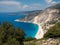 Natural view of the beautiful beach and island of Myrtos Strand Argostoli, Griechenland, Greece