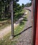 Natural view of beautiful green scenery curve railway track