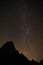 Natural view of Milky Way Galaxy over the Dolomites Mountains. On exposure shot