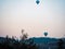 Natural view Pamukkale and hot air balloon
