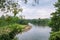 Natural views, rivers, trees and mountains, the sky behind Thailand.