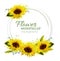 Natural vintage greeting card with watercolor sunflowers.