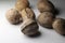 Natural walnuts and white background