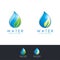Natural Water logo design with water drop and leaf illustration