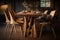 natural wood dining table and chairs, perfect for a cozy dinner with friends