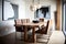 natural wood dining table with sleek leather chairs for modern appeal