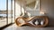 the natural wood grain and curves of a wooden console table against