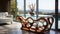 the natural wood grain and curves of a wooden console table against