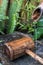 Natural wooden gutter tree fountain