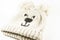 Natural woolen warm baby hat for winter. Funny and beautiful