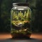 Natural world environment inside a jar