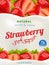 Natural Yogurt ads or packaging design. Illustration of zero fat healthy dairy product with sliced strawberry and flavor