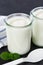 Natural yogurt breakfast healthy organic eating yoghurt food slate portrait format