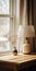 Naturalist Aesthetic: Uhd Image Of Lamp On Table Near Open Window