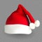 Naturalistic 3D version of Santa Claus hat on a transparent background. Vector Illustration