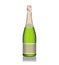 Naturalistic champagne green bottle with labels. Vector illustration