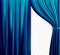 Naturalistic image of Curtain, open curtains Blue color