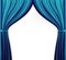 Naturalistic image of Curtain, open curtains Blue color. Vector Illustration.