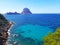 Naturalistic maritime panorama of Es Vedra in the sea of â€‹â€‹Ibiza from Cala d`Hort