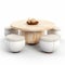 Naturalistic Rendering Of Circular Stools With Dining Table 3d Render