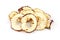 Naturally dried apple rings on white background. Healthy food