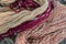 Naturally Dyed Wool Yarn - Tan, Magenta, Rust