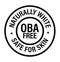 \\\'naturally white, safe for skin, OBA free\\\' vector icon