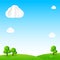 Nature background, Cloud sky field tree and polygon element vector illustration 002