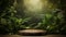 Nature background - a wooden platform surrounded by the beauty of nature