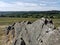 Nature beautiful rocky stones mountains view of a large field of trees