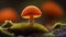Nature beauty Macro fungus growth in autumn forest generated by AI