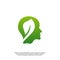 Nature Brain Logo Design Concept, Brain Mind with Leaf Logo - Vector Illustration - Vector