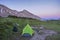 Nature Camping Tent Bivouac Sunset Colors Mountain Landscape Panorama Canadian Rockies