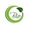 Nature circular symbol with leaf, natural simple element, green bio label
