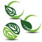 Nature circular symbols with leaf, natural simple elements, green eco labels with shadow - set 2