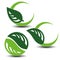 Nature circular symbols with leaf, natural simple elements, green eco labels with shadow - set 4