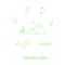 Nature concept icons with line green hills, mountain, sun, moon, snowflake, raindrop, water