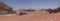 Nature, desert and rocks of Wadi Rum (Valley of the Moon), Jordan. UNESCO World Heritage. Panorama