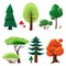 Nature elements collection. Game ui set of plants stones trees moss nature vector cartoon symbols isolated