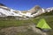 Nature Exploration Mountain Wilderness Camping Tent Green Meadow Canadian Rockies Adventure