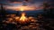 Nature fiery beauty ignites the landscape with glowing campfire warmth generated by AI