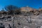 Nature after fire. Black burnt landscape of national park of Teide