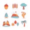 Nature and forest thin line icons set