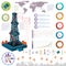 Nature gas and gas rig infographics gas production delivery and gas storing and map