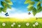 Nature horizontal background with spring or summer scene