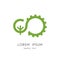 Nature and industry logo - green tree and gear symbol