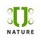 Nature. initial letter JJ or U logo concept design. Symbol graphic template element