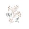 Nature Initials M and L isolated design, uppercase letters with strawberry branch.